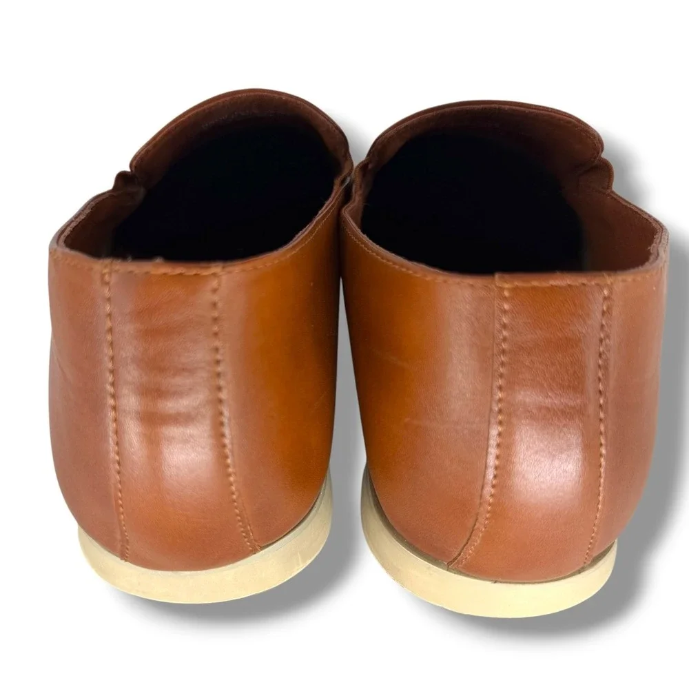 Ferro Aldo Cole Mens Leather Loafers Size 9 Cognac Slip On Dress Shoes